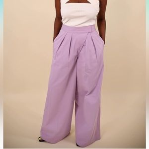 Amazon The Drop Lavendula Wide Leg Twill Pleated Pants, Medium NWT, HighLowLuxe